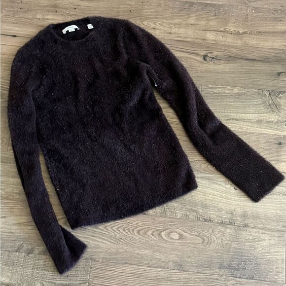 NEW VINCE lurex eyelash pullover sweater in cherry night metallic - Picture 5 of 5